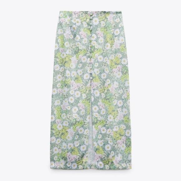 SATIN SKIRT WITH FLORAL PRINT ZARA XS - Picture 2 of 2